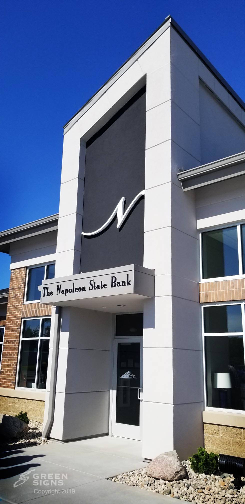 Napoleon State Bank (Lincoln St) Internally Illuminated Pylon w/ EMC