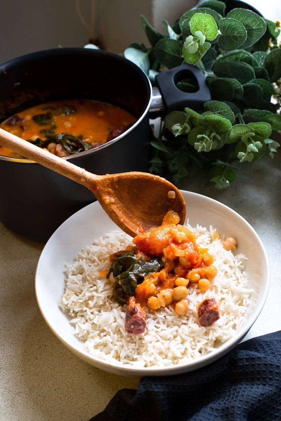Chickpea Stew with Spinach and Kabanos Greenspoon