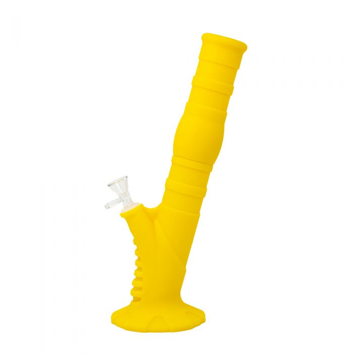 Yellow Angled Silicone Bong Green Stack Supply