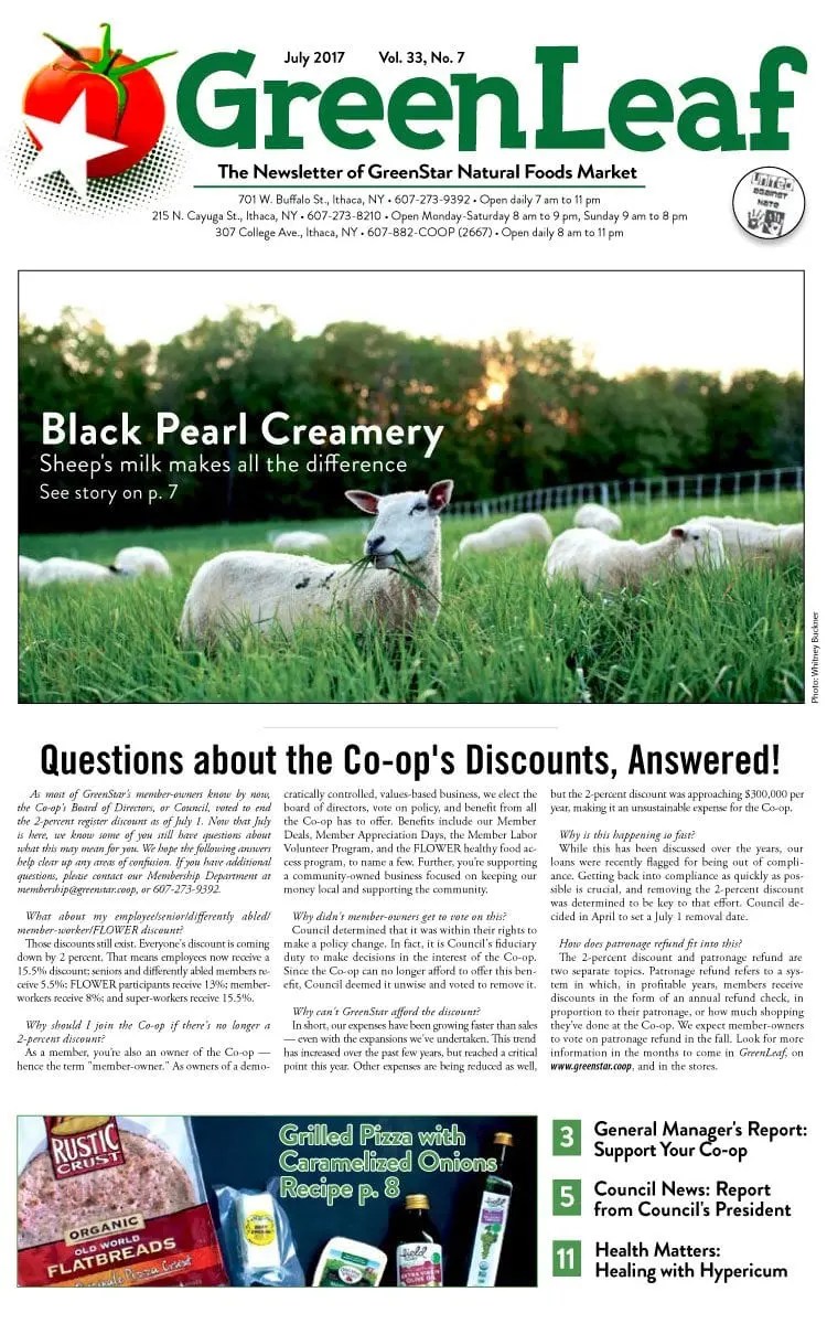 GreenLeaf Central New York's Natural Foods Newsletter.