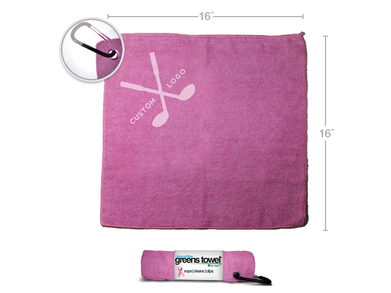 Custom Logo Pink Microfiber Golf Towels Ladies Golf Outing Gift