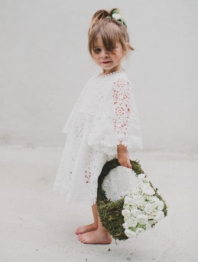 DIY Flower Girl Basket with Moss and Silk Flowers Green Wedding Shoes
