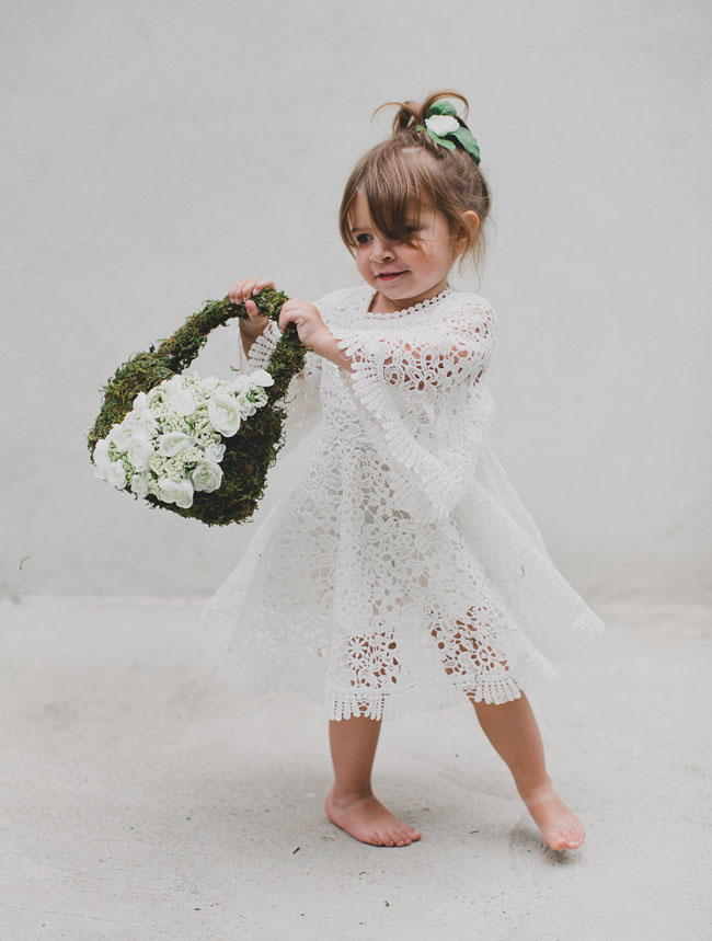 DIY Flower Girl Basket with Moss and Silk Flowers Green Wedding Shoes