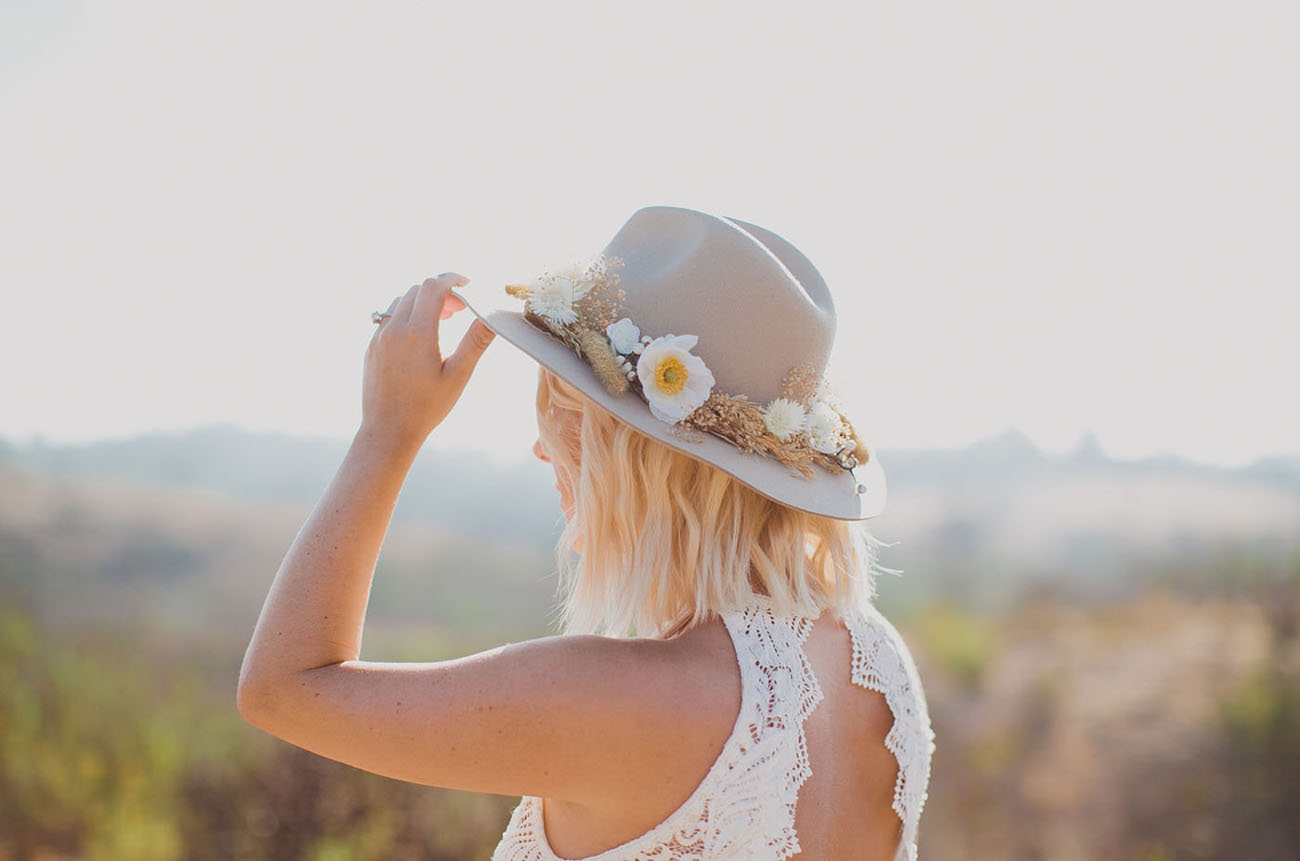 DIY Your Own Flower Hat For a Boho Wedding Look Green Wedding Shoes