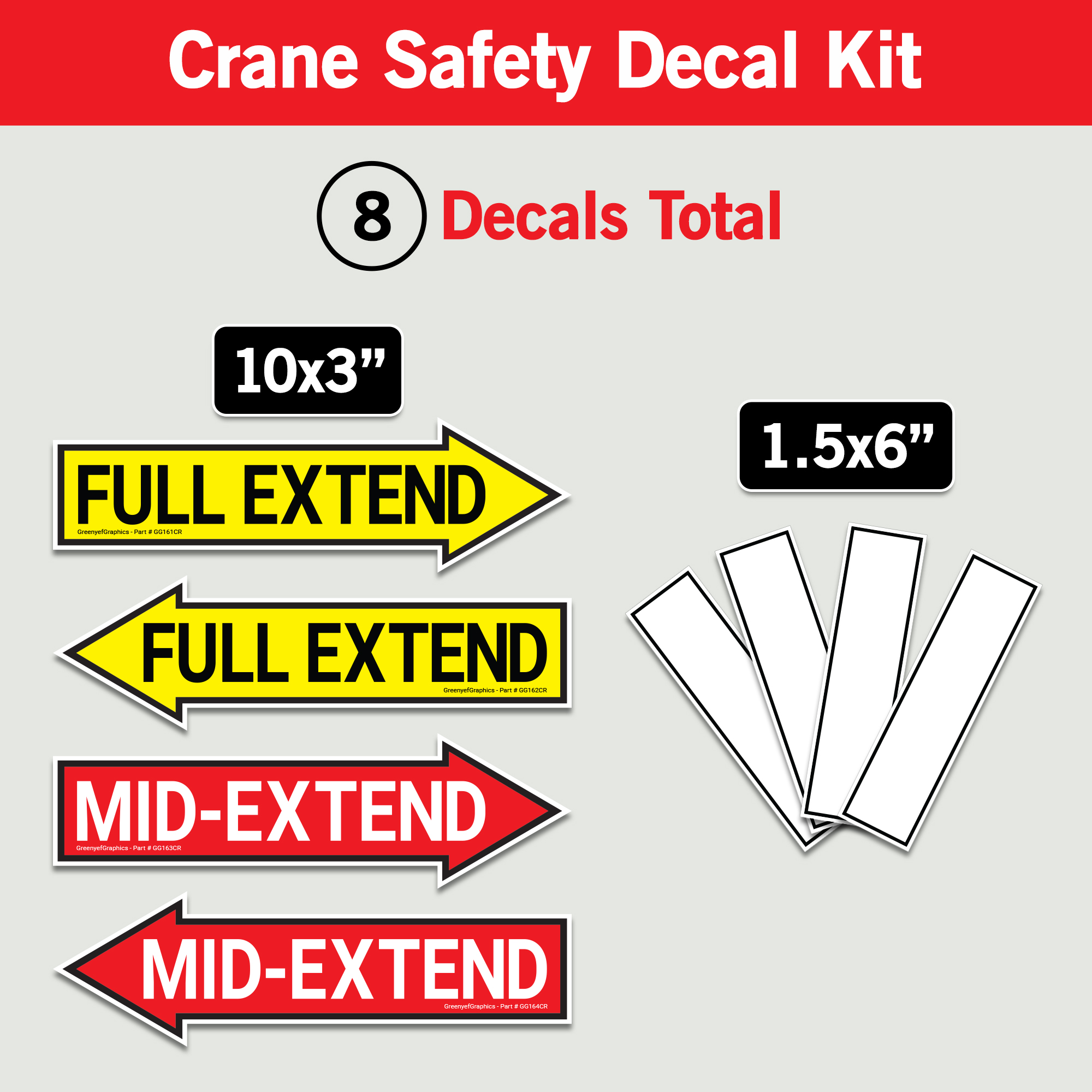 (2Pcs) FULL EXTEND & (2Pcs) MIDEXTEND Stickers for Crane Outrigger