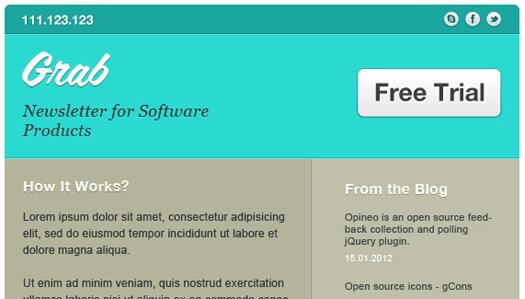 Free Email Newsletter PSD Template: Grab | Greepit