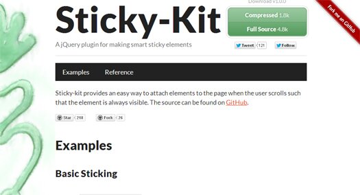 A jQuery Plugin for Making Smart Sticky Elements - Sticky-Kit | Greepit
