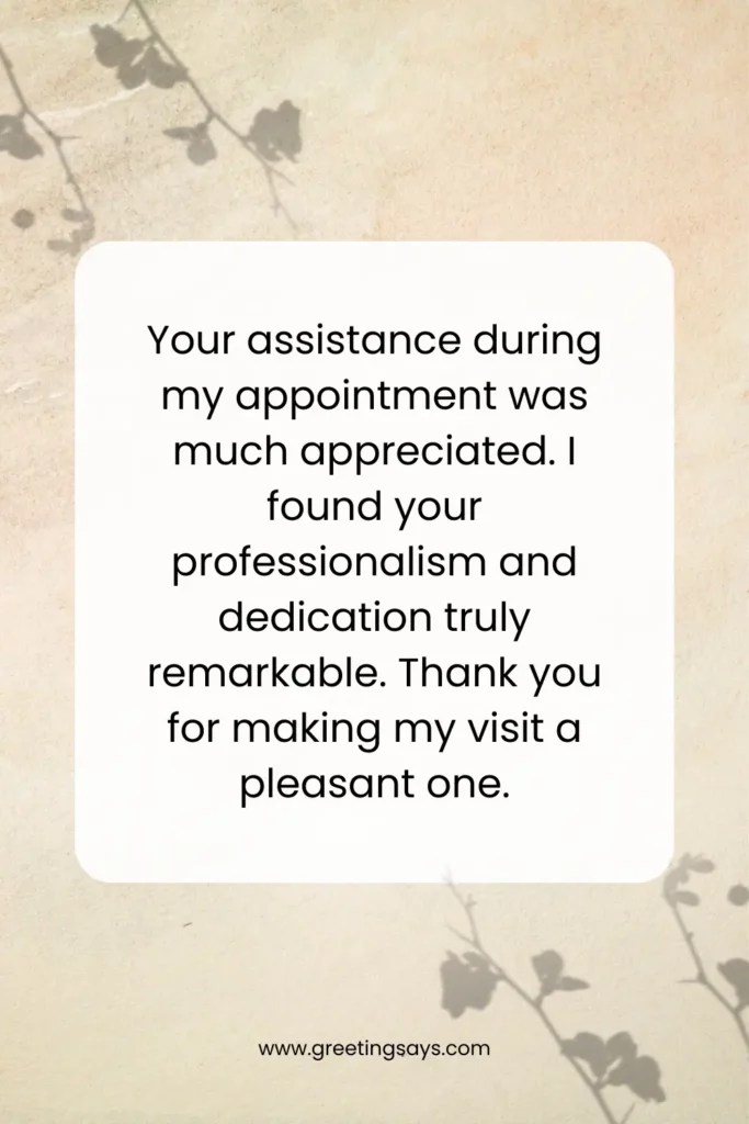Sample Thank You Note to the Receptionist Greeting Says