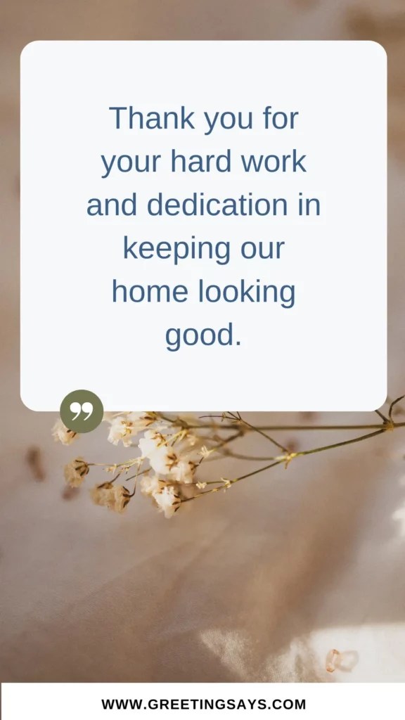 Thank You Message for The Housekeeping Staff Greeting Says
