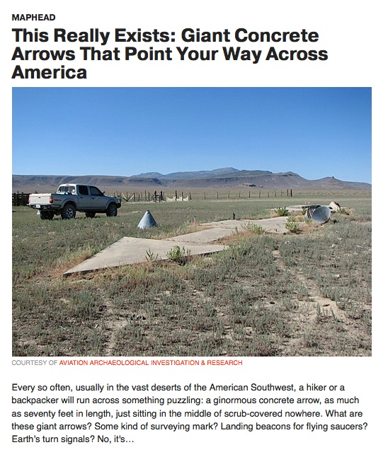 What are those huge concrete arrows pointing the way across America? Gregory Crouch
