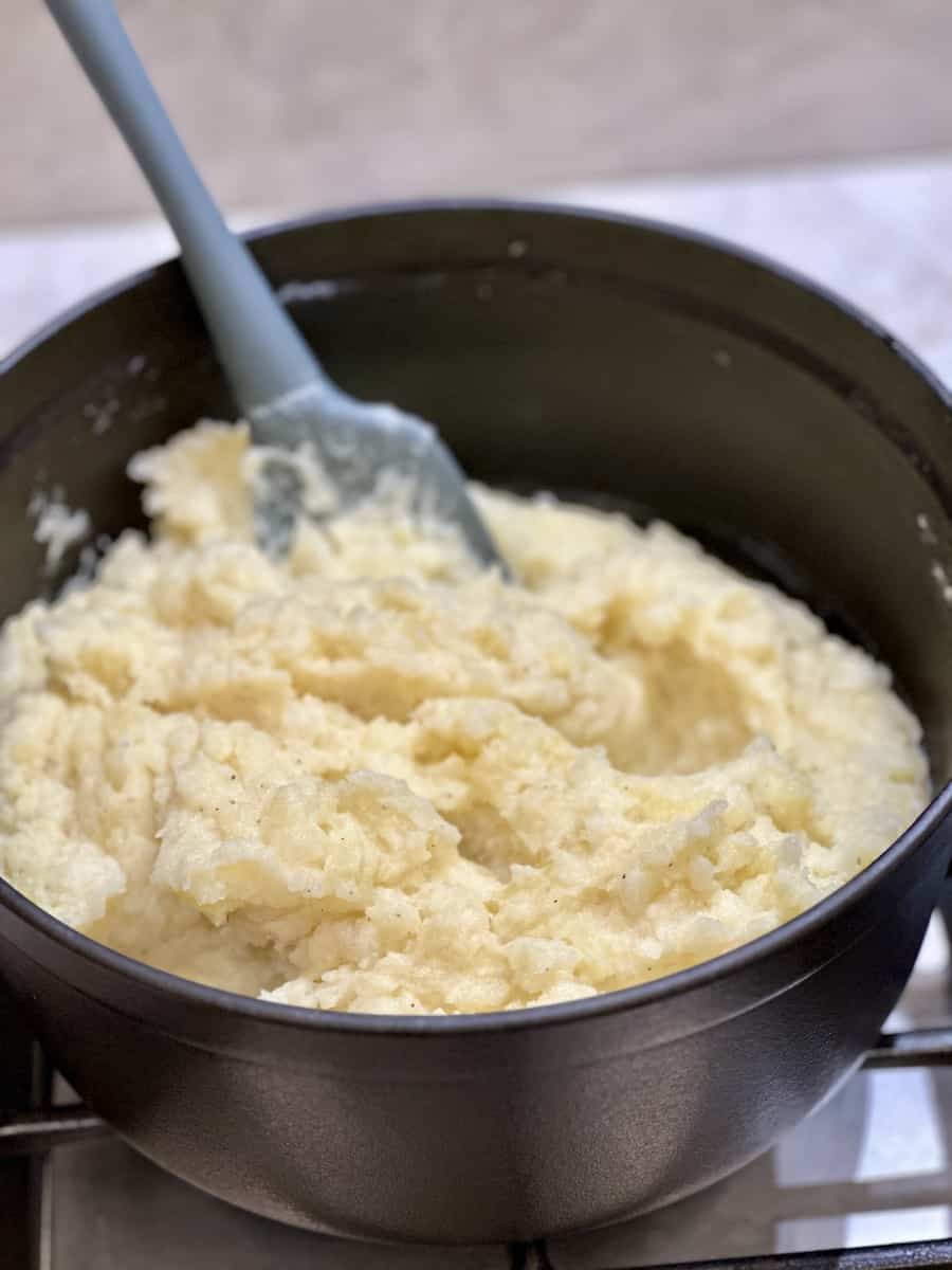 Homemade mashed potatoes using Russets and Yellow potatoes