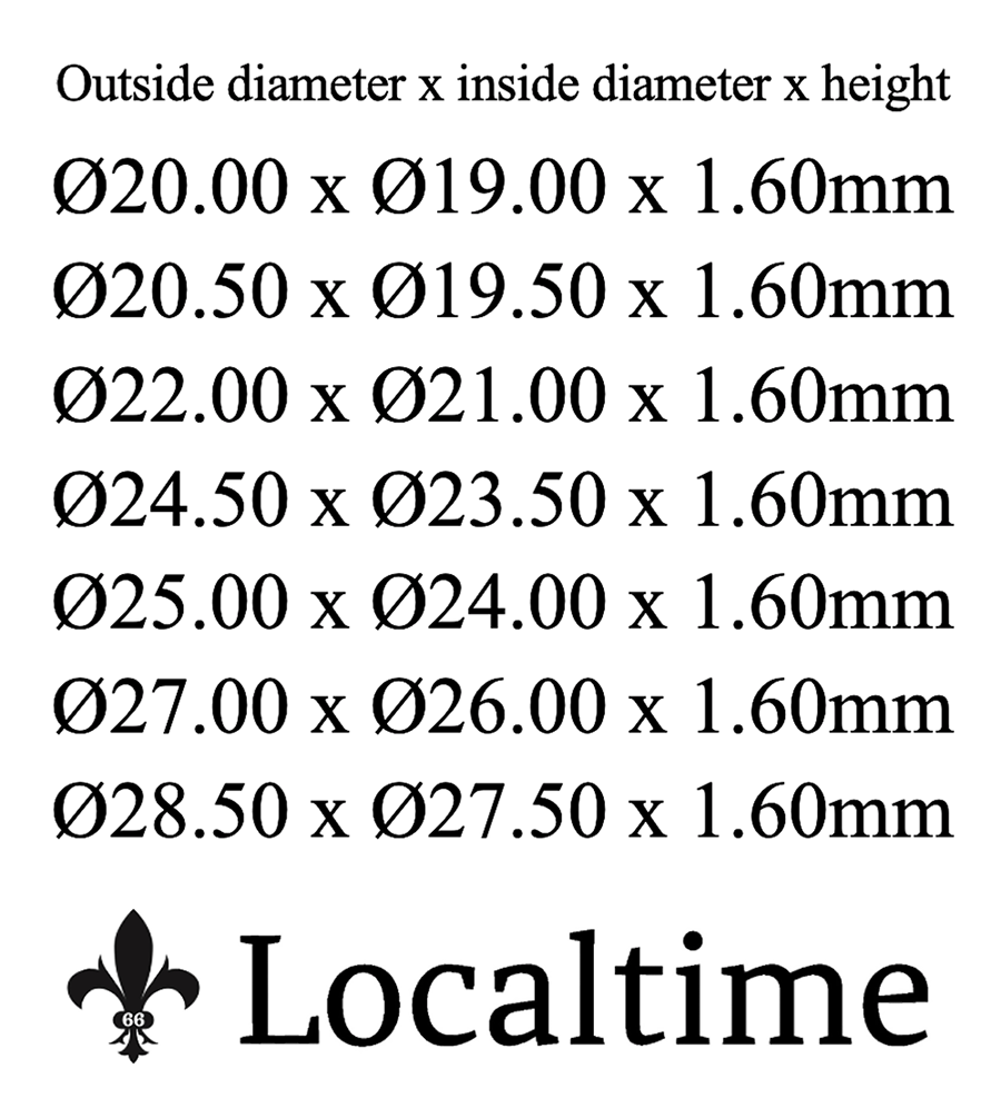 “L” Shaped Watch Service Part Glass Gaskets For TAG HEUER In 7 Sizes