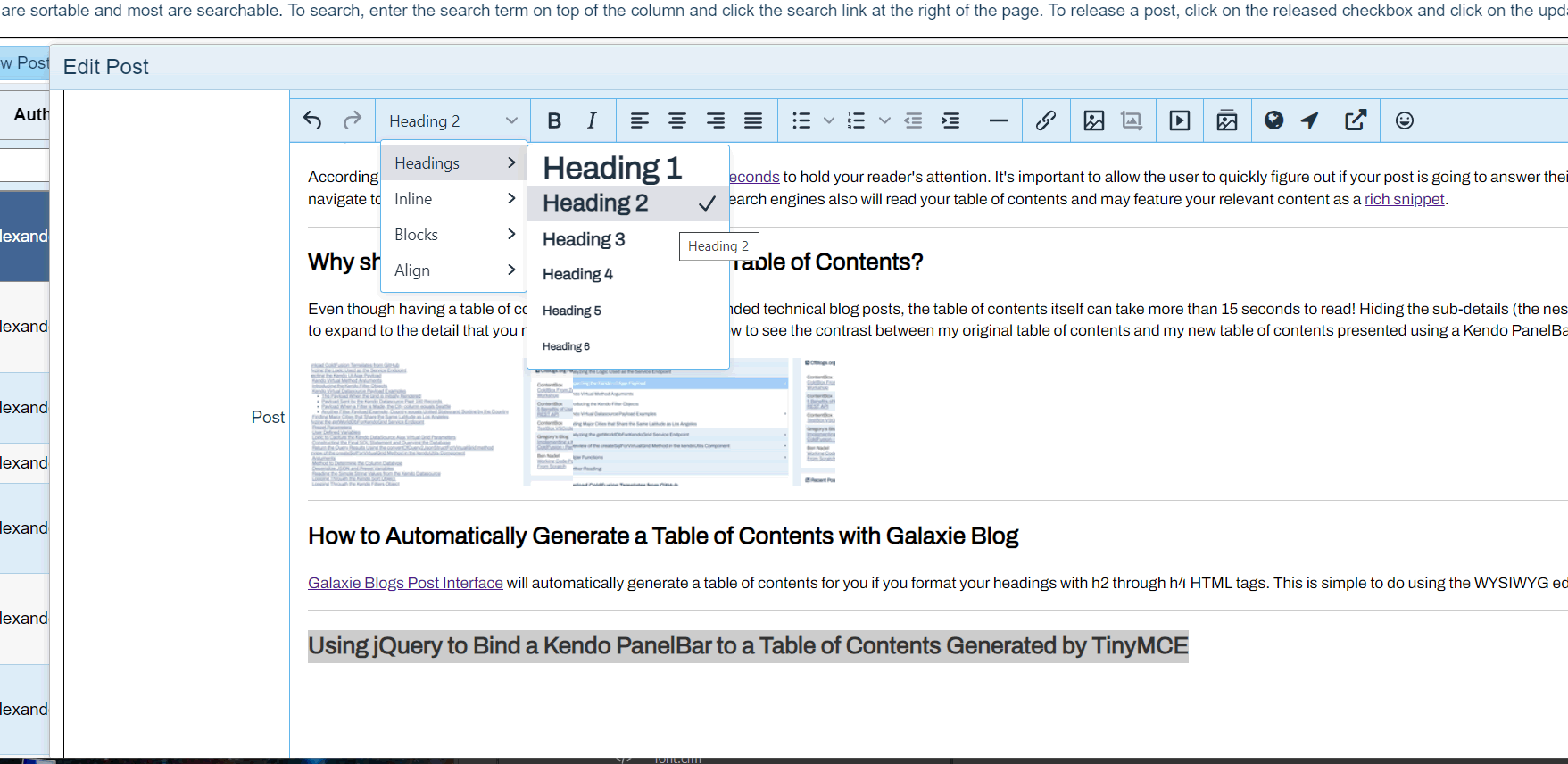 Dynamically Binding a Kendo Panel Bar to a Table of Contents Using jQuery