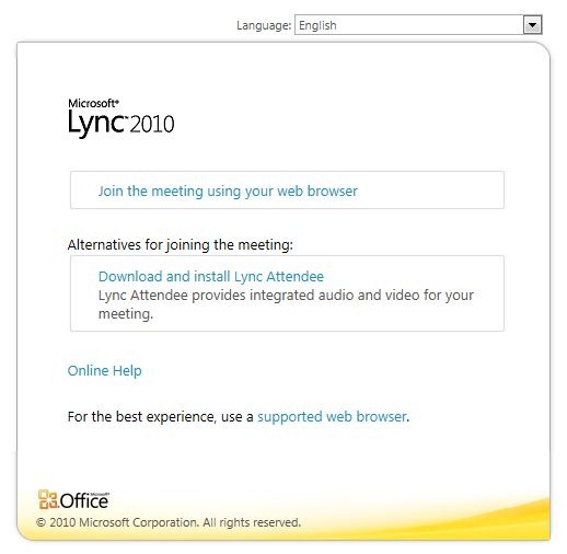 Force A Lync Meeting to Open in Your Browser