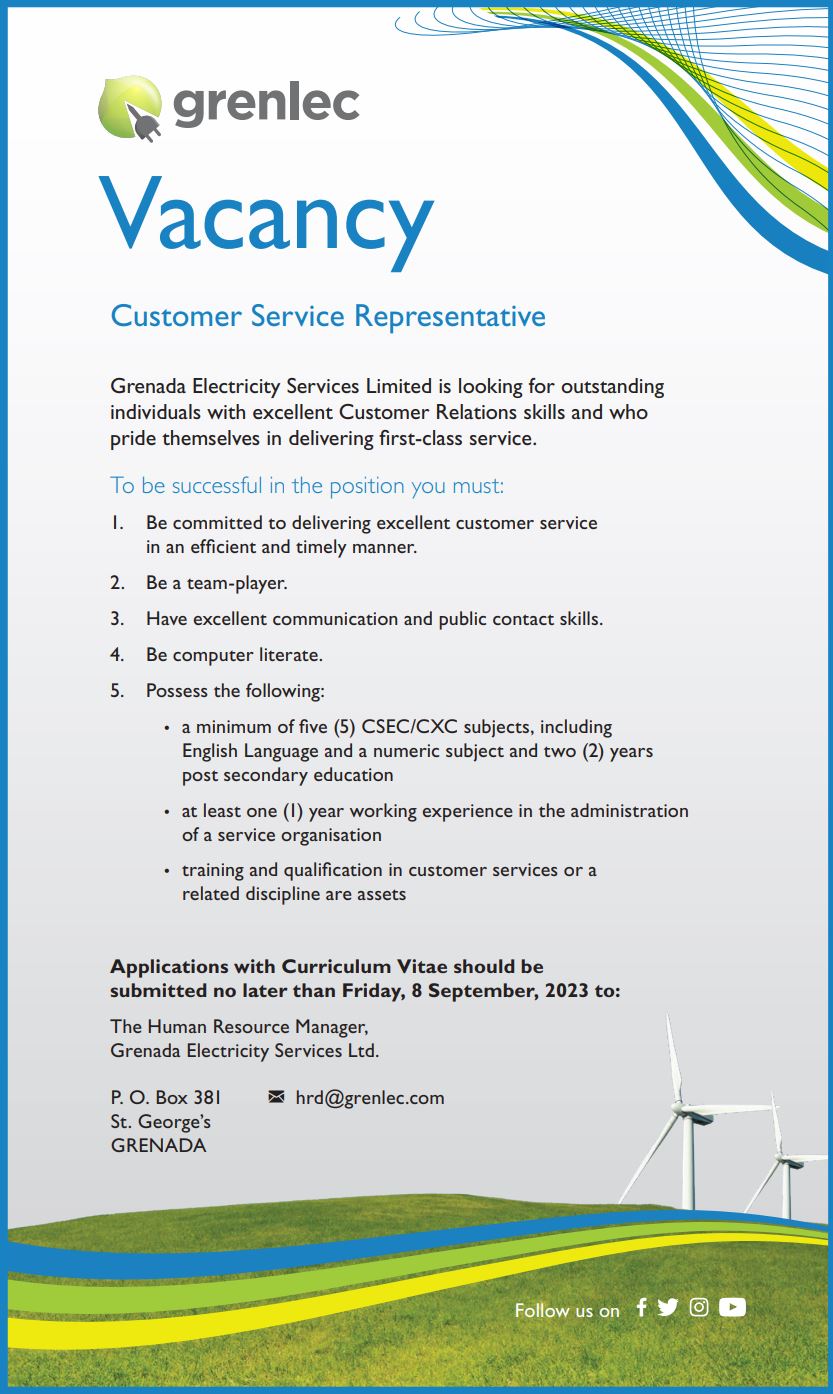 Vacancy Customer Service Representative GRENLEC
