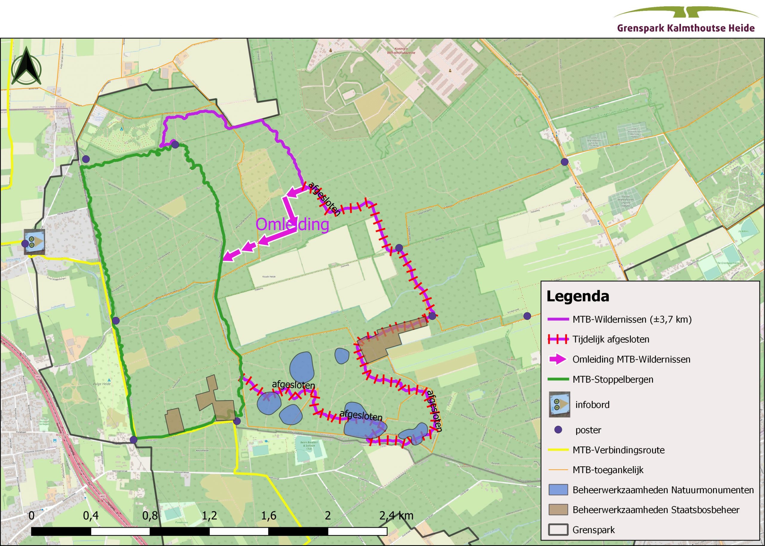 Omleiding Mountainbikeroute Wildernissen - Grenspark Kalmthoutse Heide