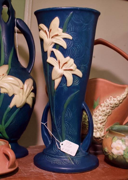 Roseville blue zephyr lily vase