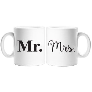 Mr. and Mrs. White Coffee Mug Combo Set