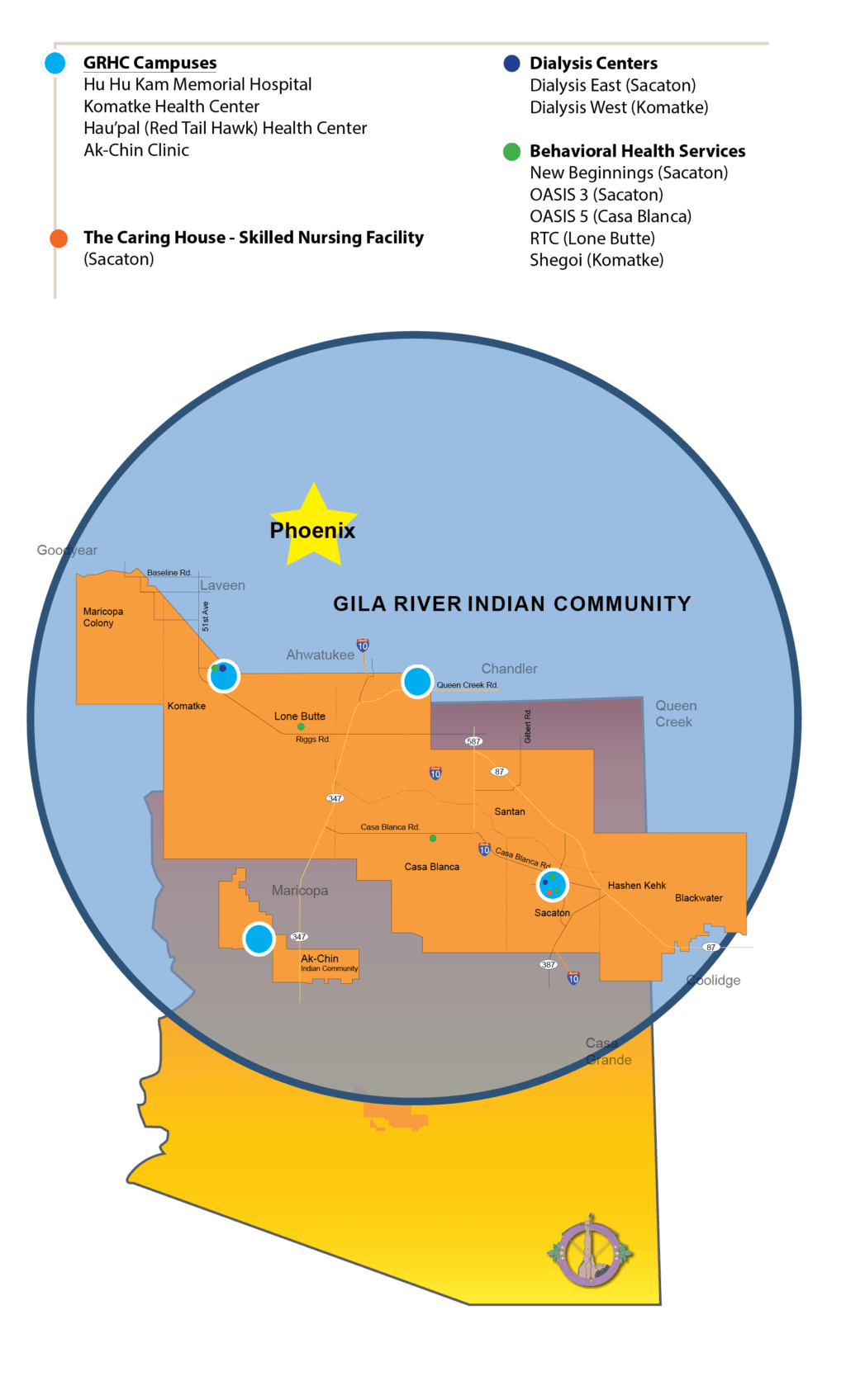 GRIC Map Gila River Health Care