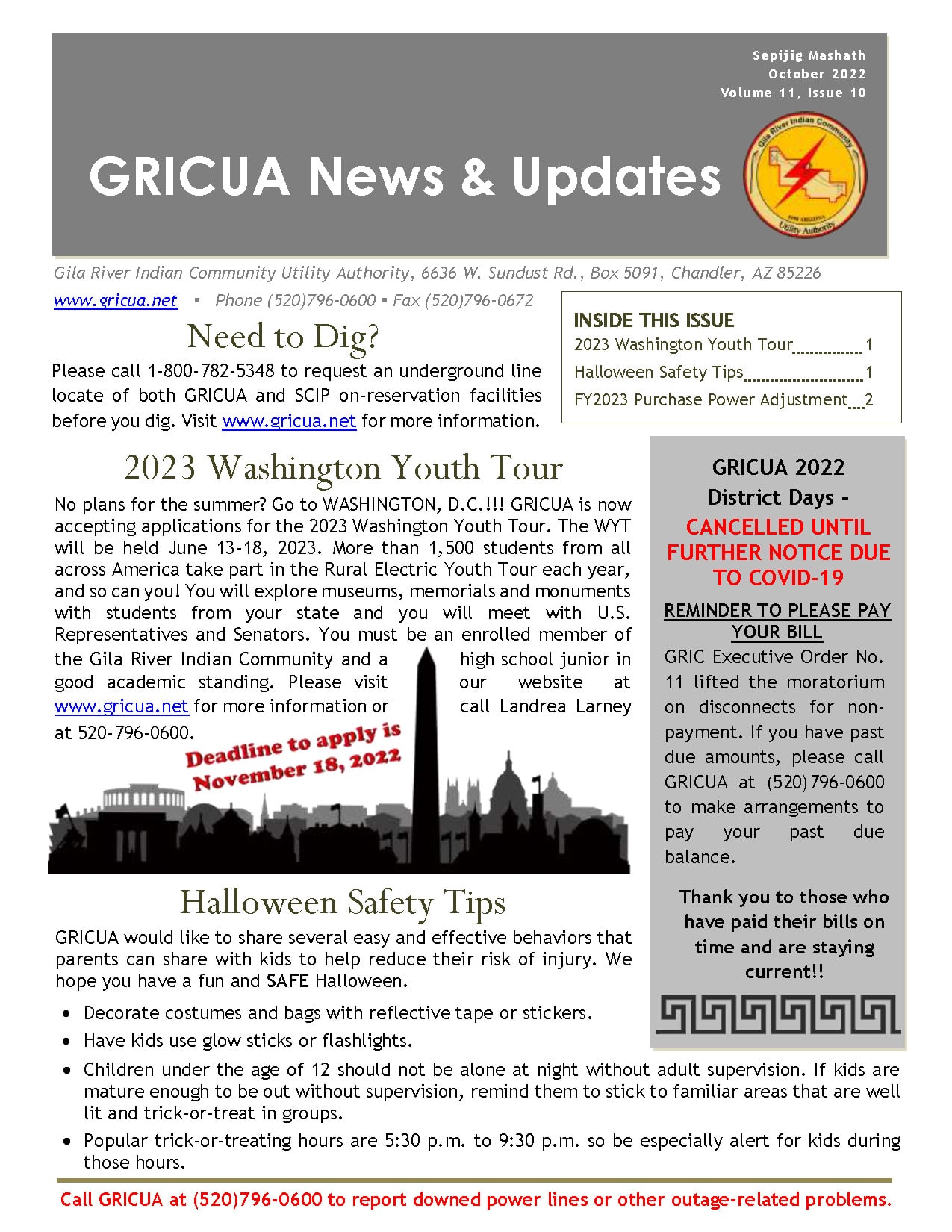 October 2022 Gila River Indian Community Utility Authority