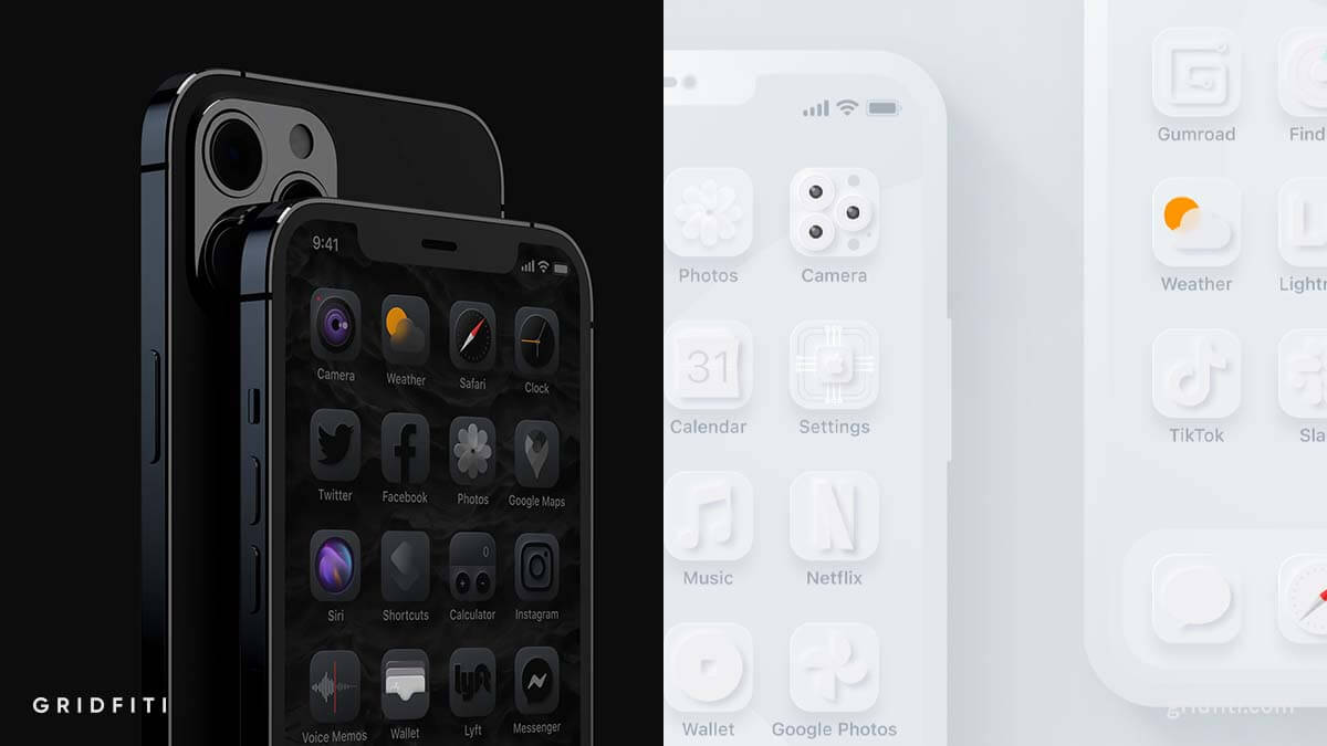 16 Minimal Black & White App Icons for iOS 17 (iPhone & iPad) Gridfiti