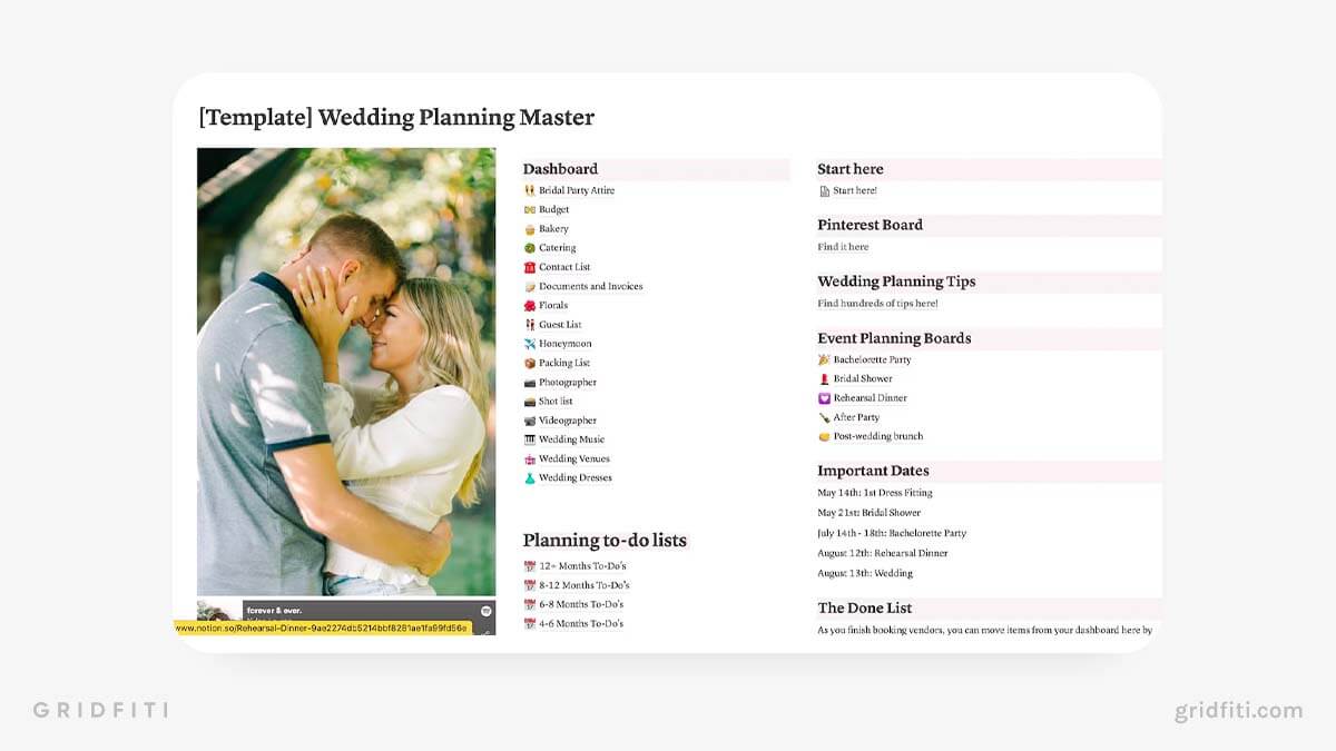 The 5+ Best Notion Wedding Planning Templates Gridfiti