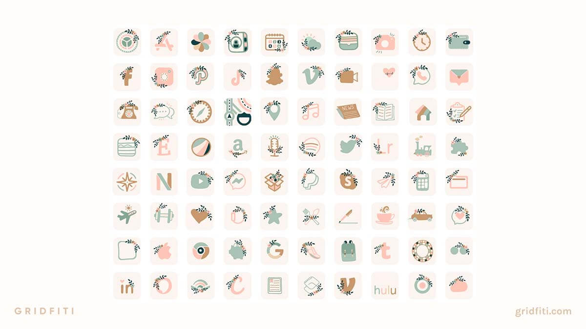 16 Boho App Icon Packs for iOS 17 (iPhone & iPad) Gridfiti
