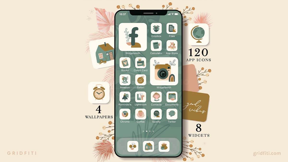 16 Boho App Icon Packs for iOS 17 (iPhone & iPad) Gridfiti