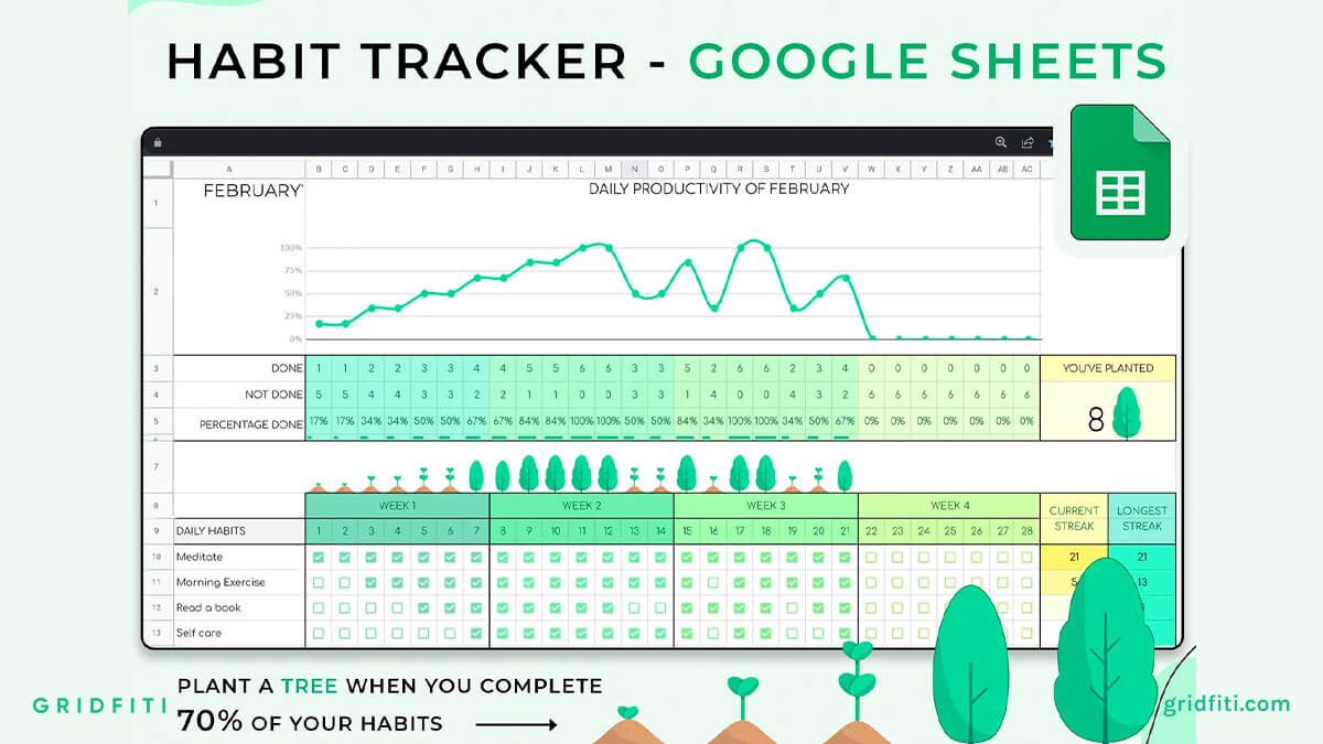 30 Aesthetic Google Sheets Templates Gridfiti