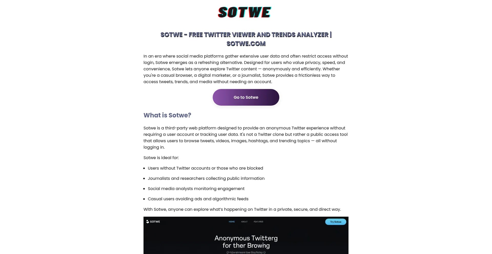 Sotwe.cc Scam Check Blacklist Warning (13/100 Trust Score)