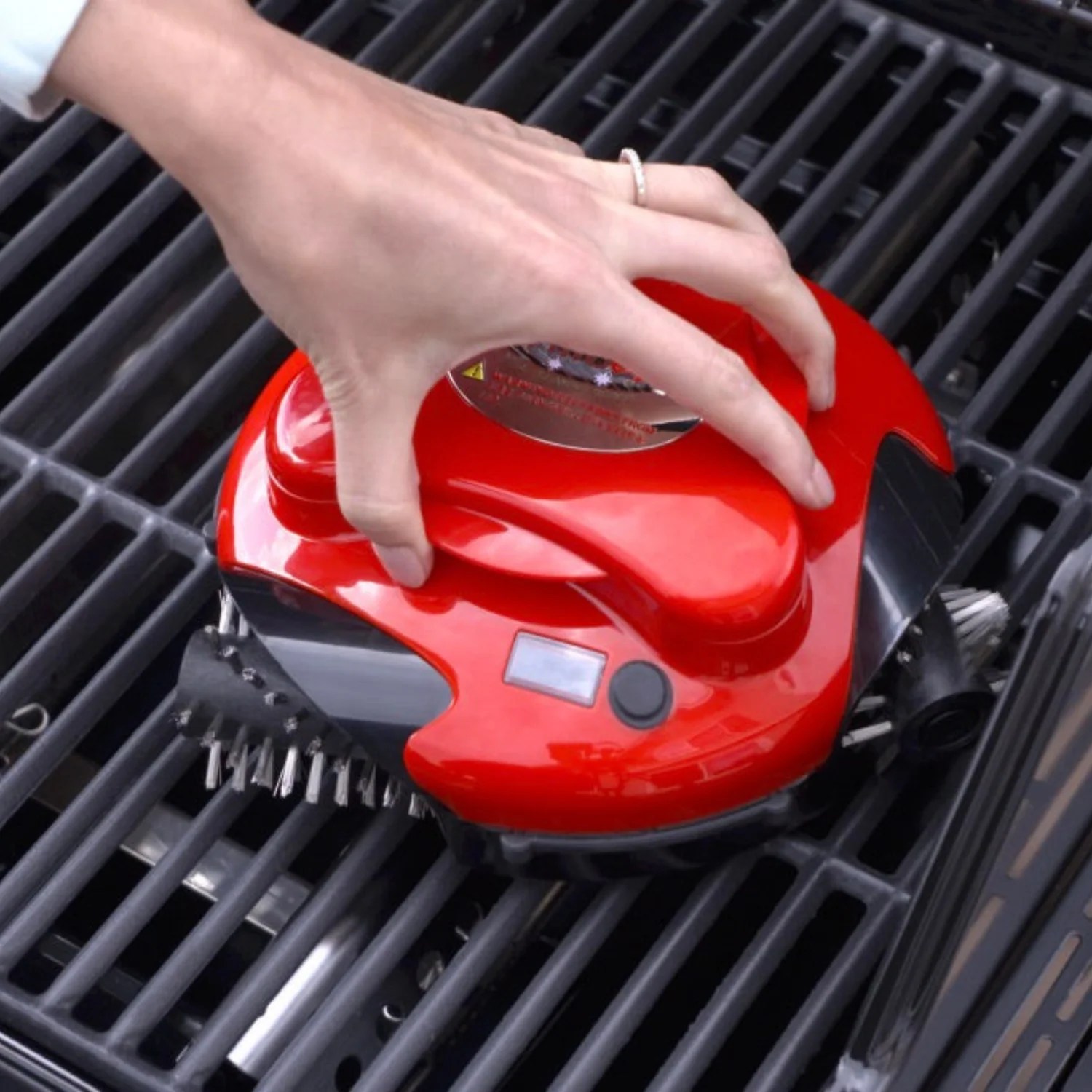 Red Grillbot & Case Bundle Grill Cleaning Robot Nylon Grill Brush