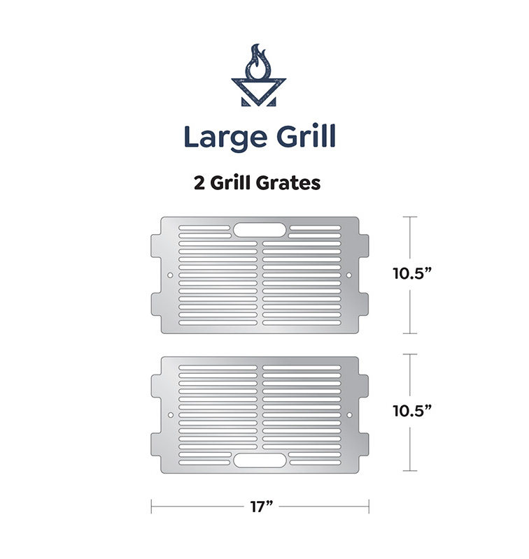 Large Grill Grates (2) Grillderness Best Portable Metal Grills Fire Pits & Griddles for