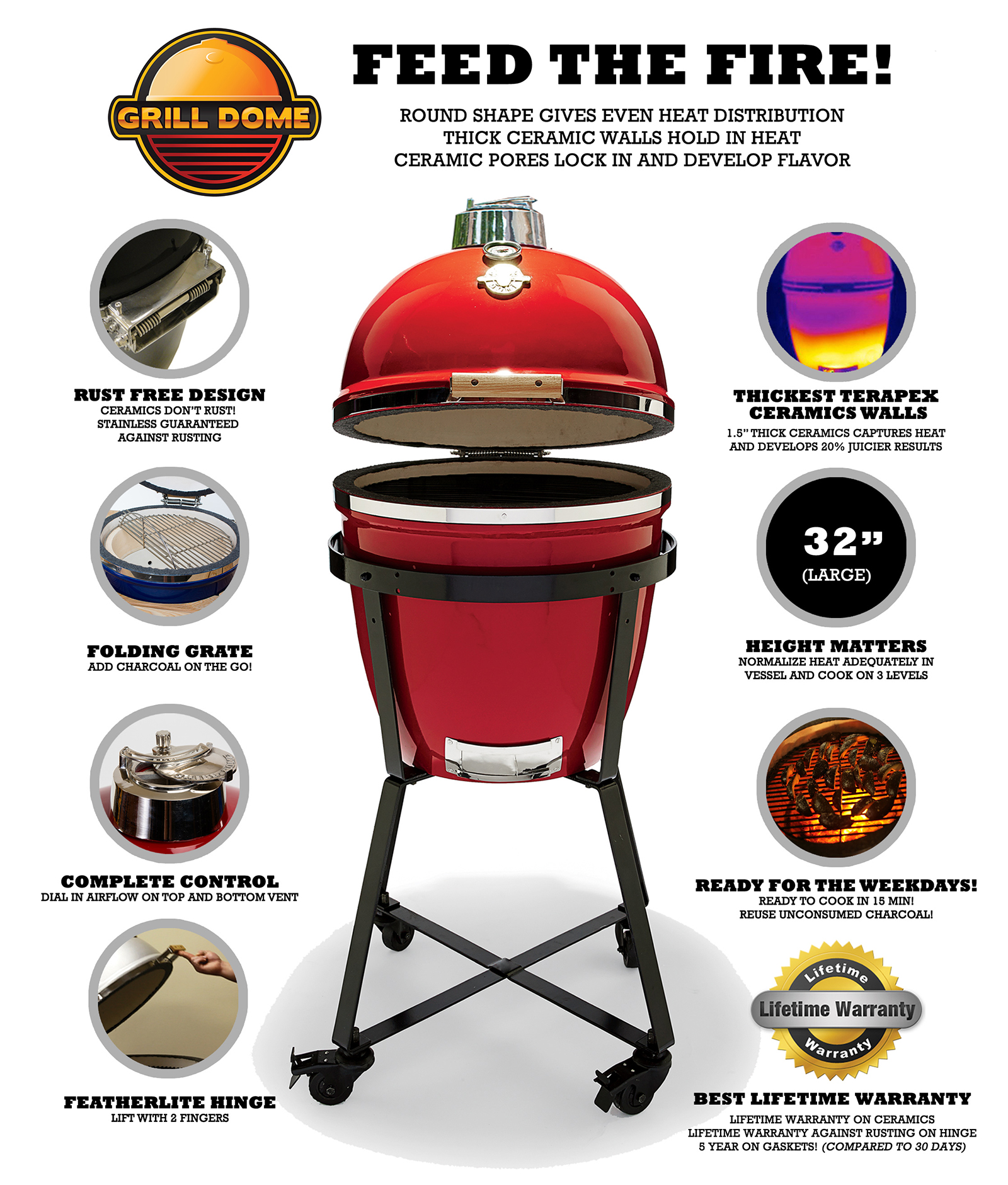 GRILL DOME KAMADO FEED THE FIRE!