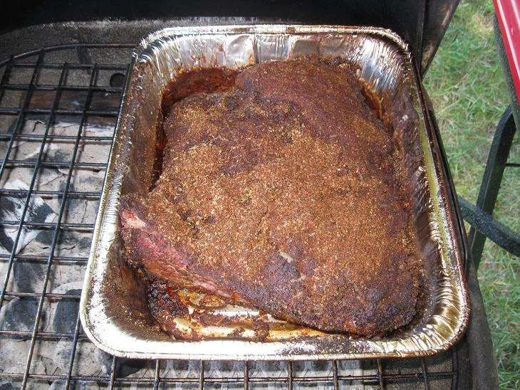 Pecan Smoked Brisket along with Smoked Beans GrillinFools