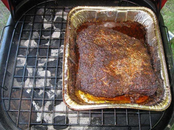 Pecan Smoked Brisket along with Smoked Beans GrillinFools