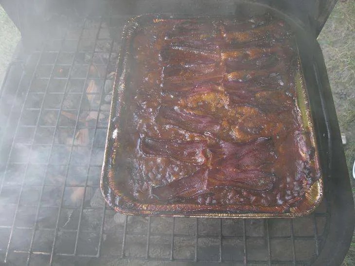 Pecan Smoked Brisket along with Smoked Beans GrillinFools