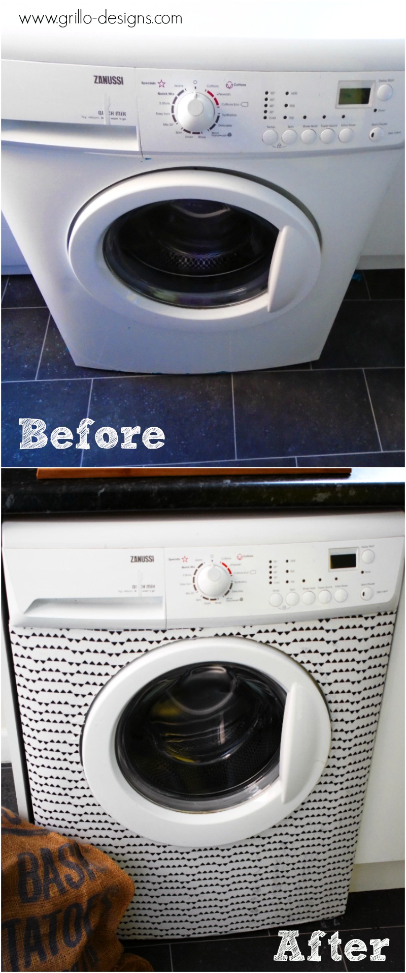 Fabric Fun Washing Machine Makeover • Grillo Designs