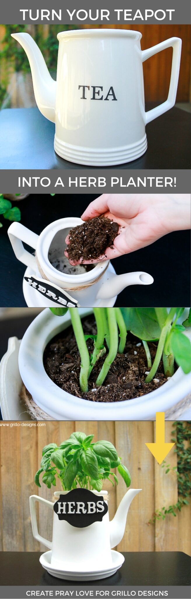 How To Make A Repurposed Teapot Planter • Grillo Designs