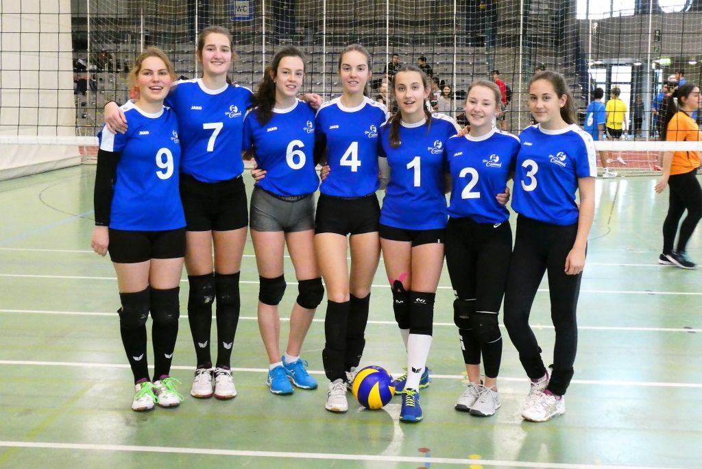 VolleyballMädchenMannschaft WK II des Grimmels mit weißer Weste