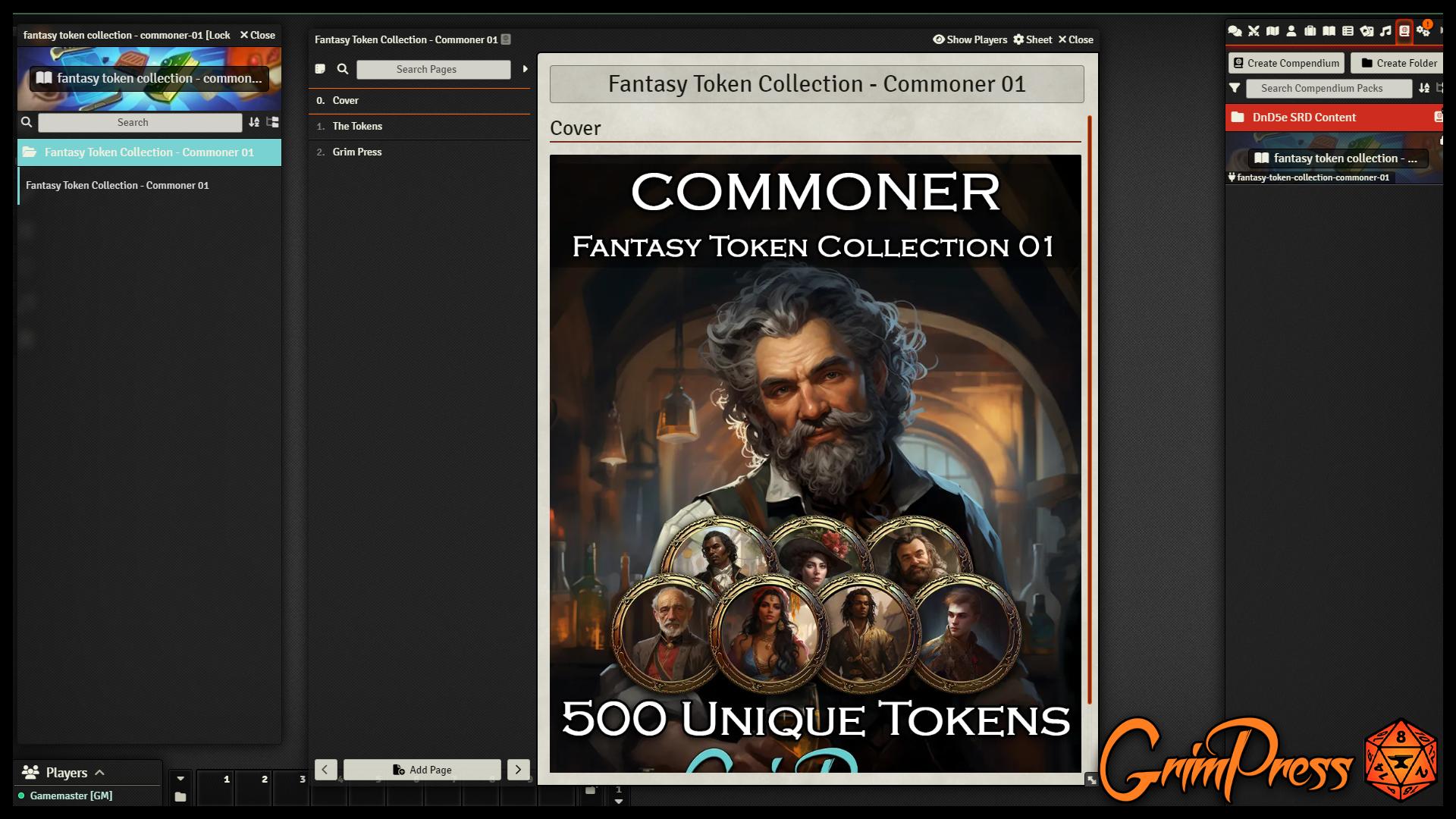 Fantasy Token Collection Commoner 01 Foundry Virtual Tabletop