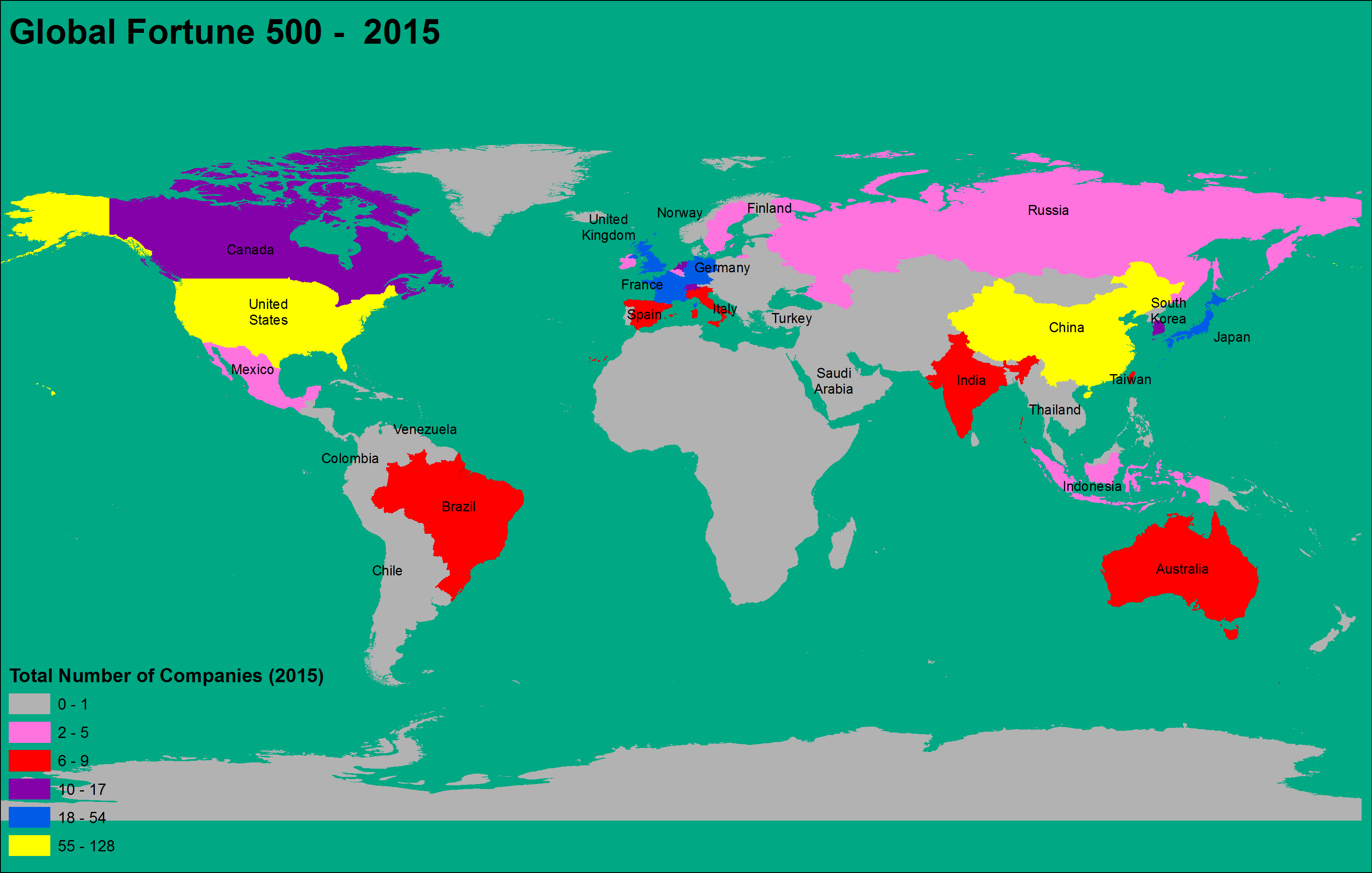 Mapping of 2015 Global 500 Fortune Companies