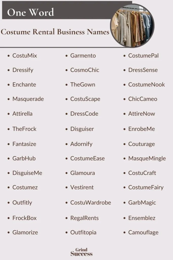 900 Costume Rental Business Name Ideas + Generator