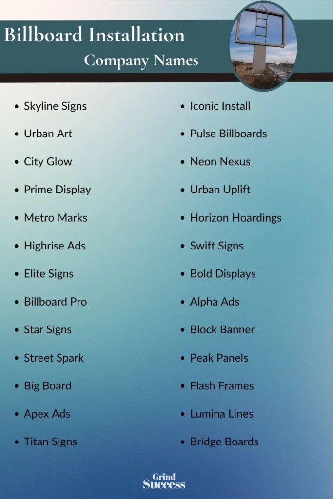 900 Billboard Installation Business Name Ideas + Generator