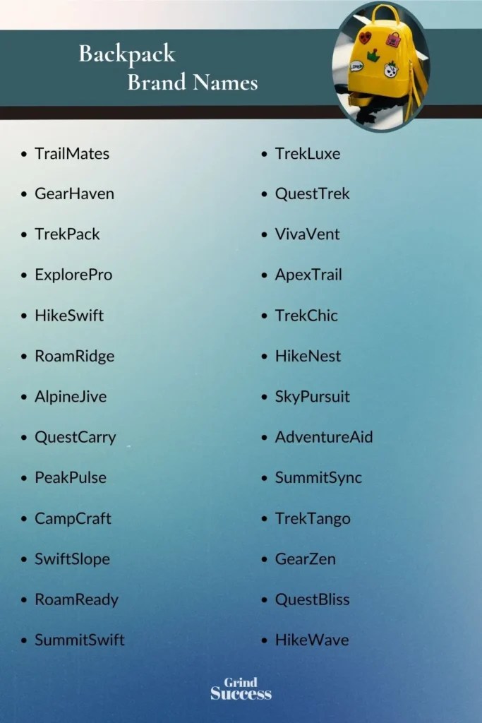 900 Backpack Brand Name Ideas + Generator [2024]