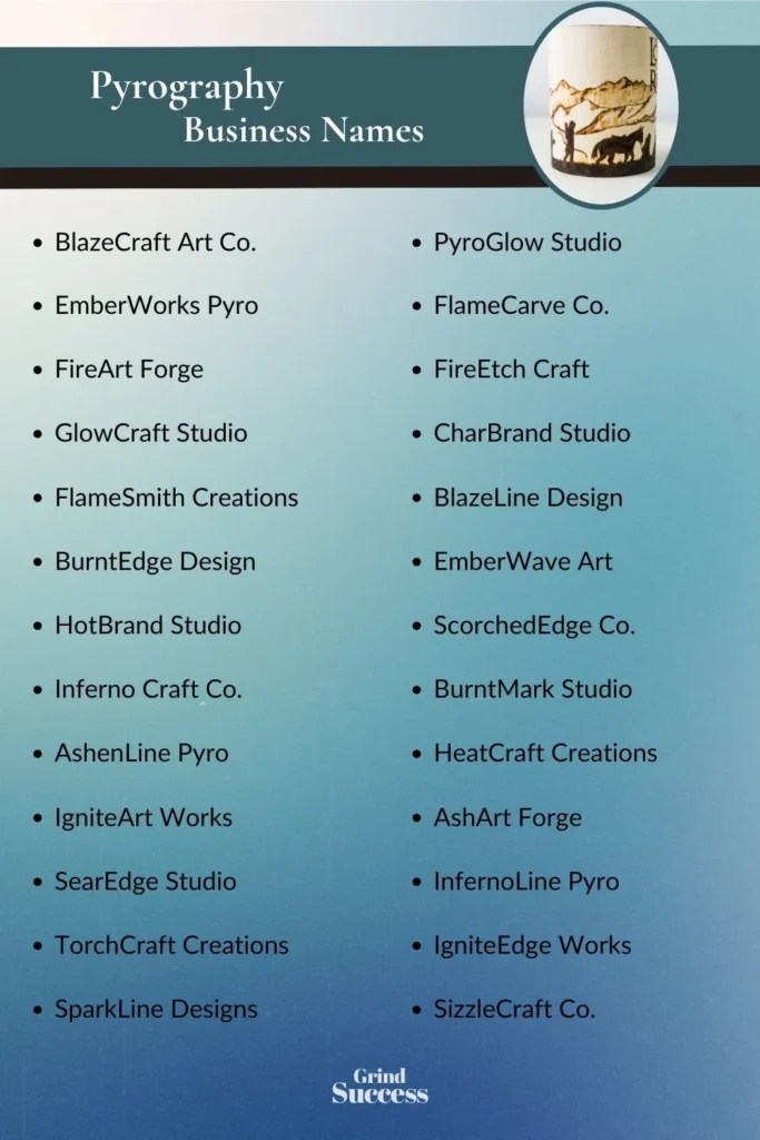 900+ Good Ideas for Pyrography Business Names [2024] RankFame