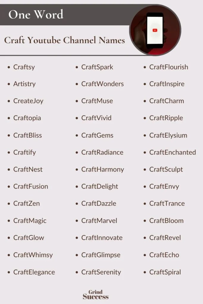 999 Craft Youtube Channel Name Ideas + Generator [2024]