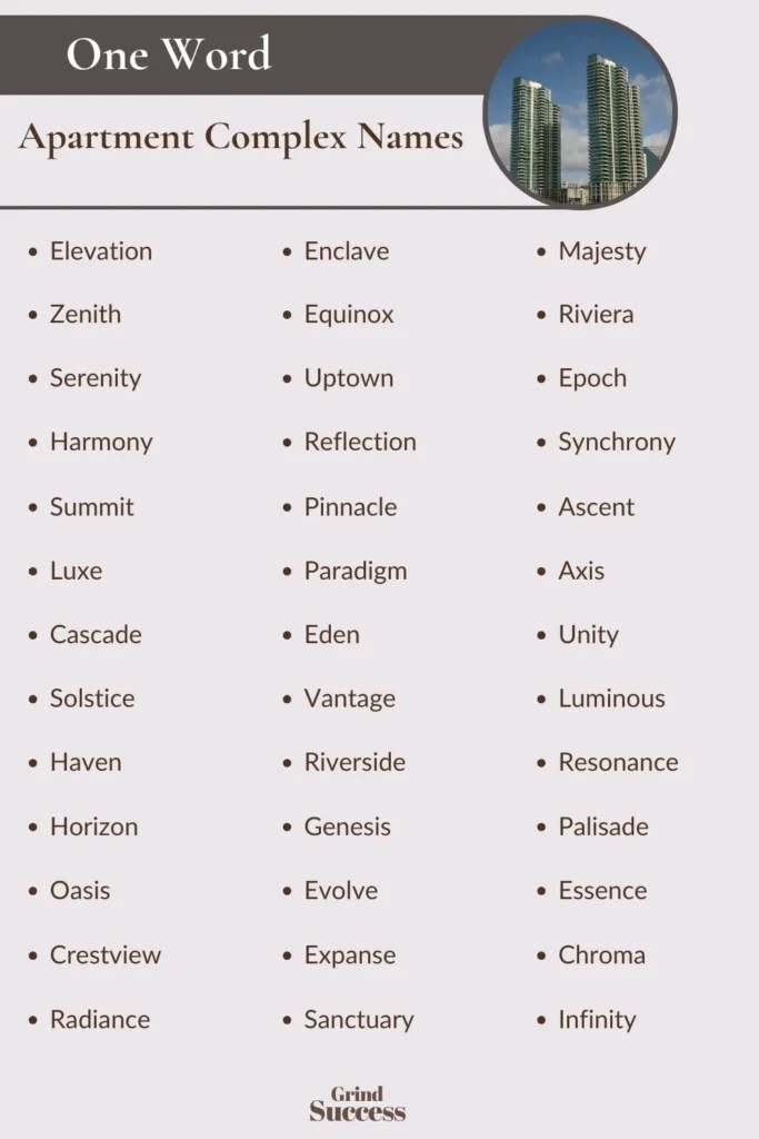 1,100+ Catchy Apartment Complex Names [2024]