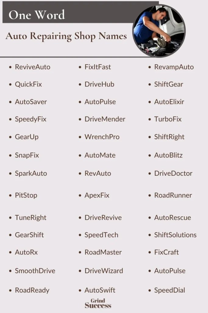 900 Auto Repairing Shop Name Ideas + Generator [2024]