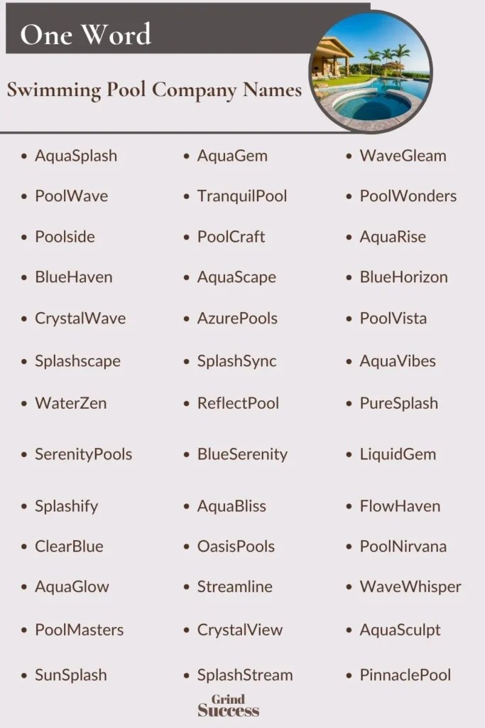 900 Swimming Pool Company Name Ideas + Generator