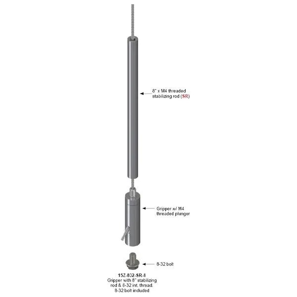 Stabilizing Rod Track Lighting Suspension Griplock Systems